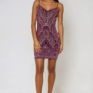 Bebe Wine Sparkly Mini Dress Size XL